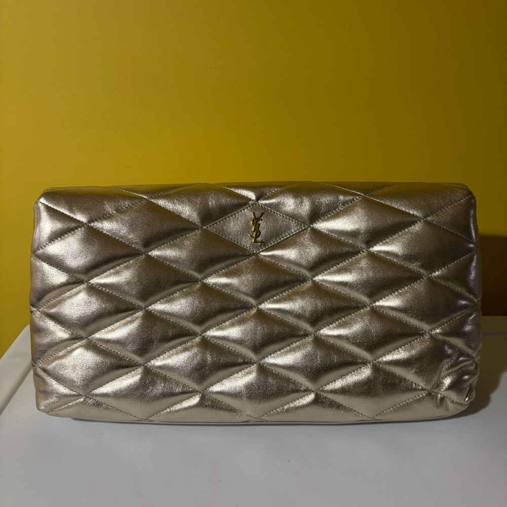 Yves Saint Laurent Champagne Gold Quilted Clutch